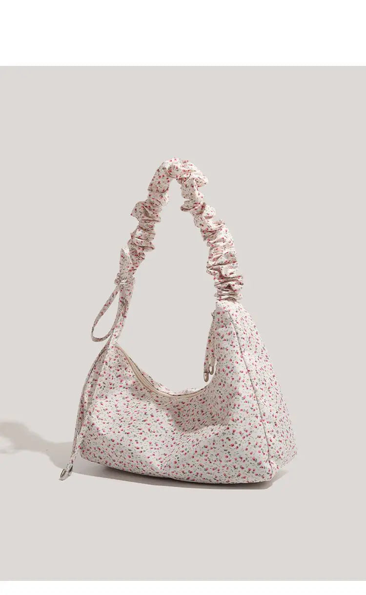 Fairycore Floral Canvas Shoulder Bags With Drawstring