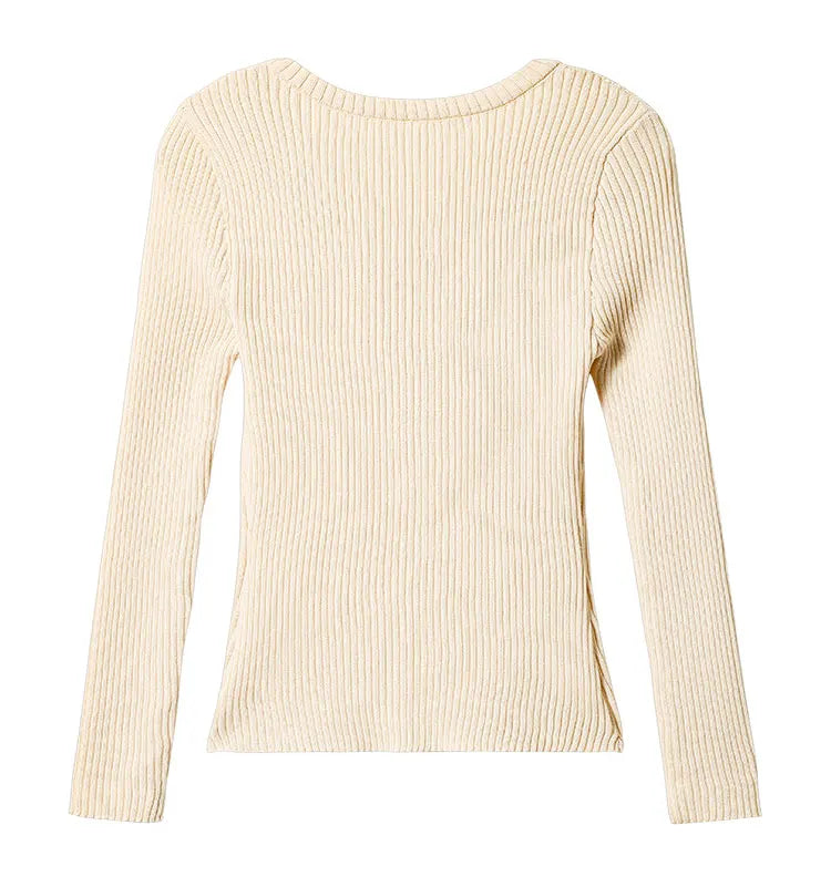 Apricot Knit Tee With Vintage Nineties Aesthetic Long Sleeve Striped Top For Cozy Layering