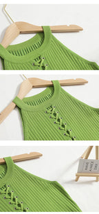 Knit Bandage Mini Dress For Women Sleeveless O-Neck Bodycon