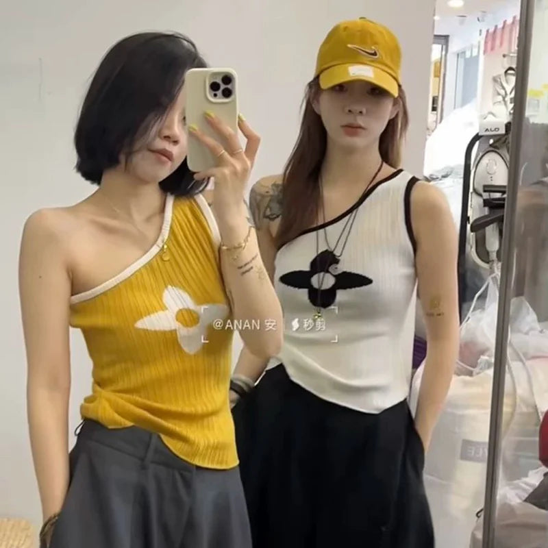 Dreamy Patchwork Camisole With Skew Collar