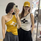 Dreamy Patchwork Camisole With Skew Collar