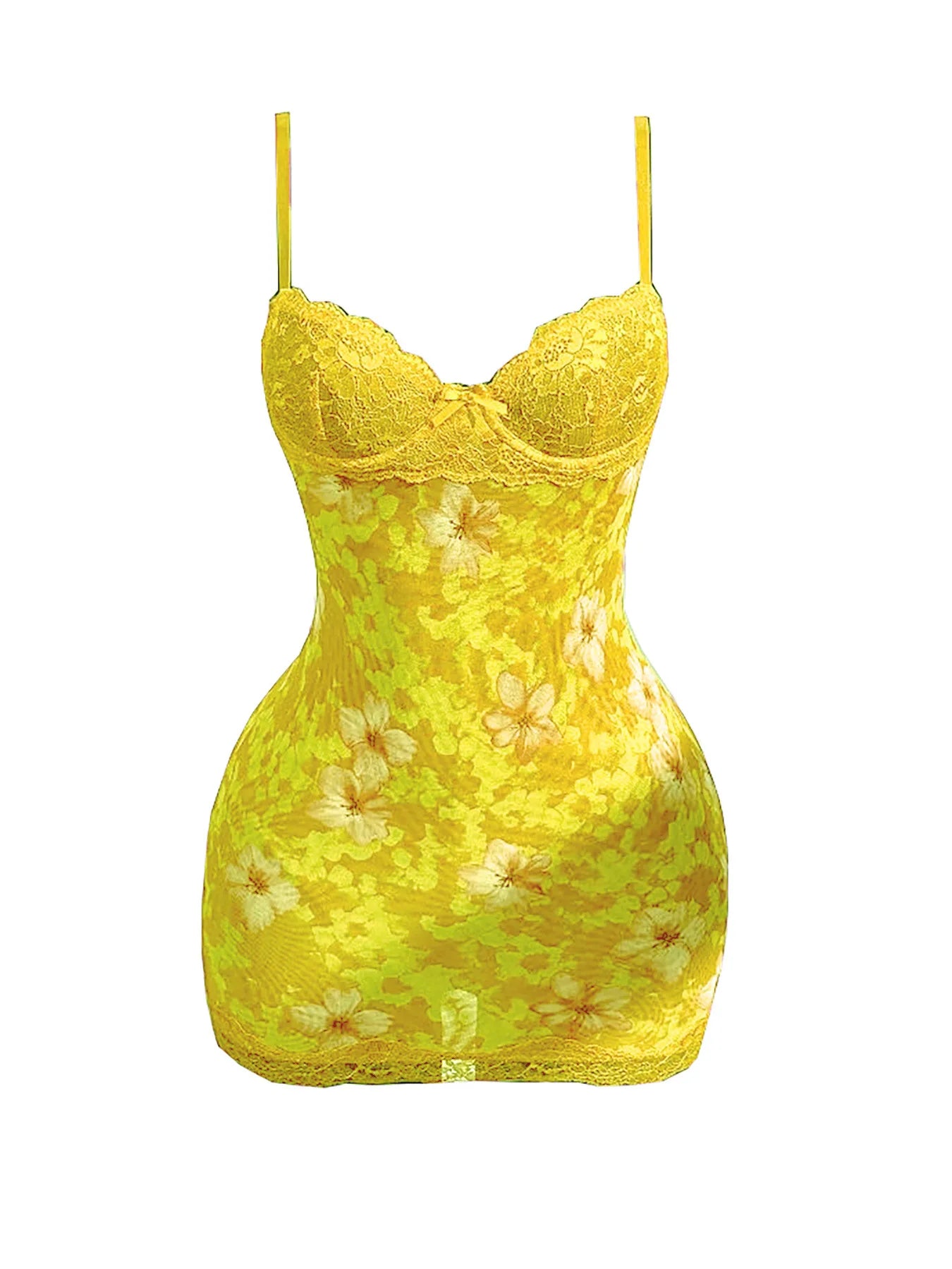 Lace Mini Dress With Spaghetti Straps High Waist Backless Retro Print