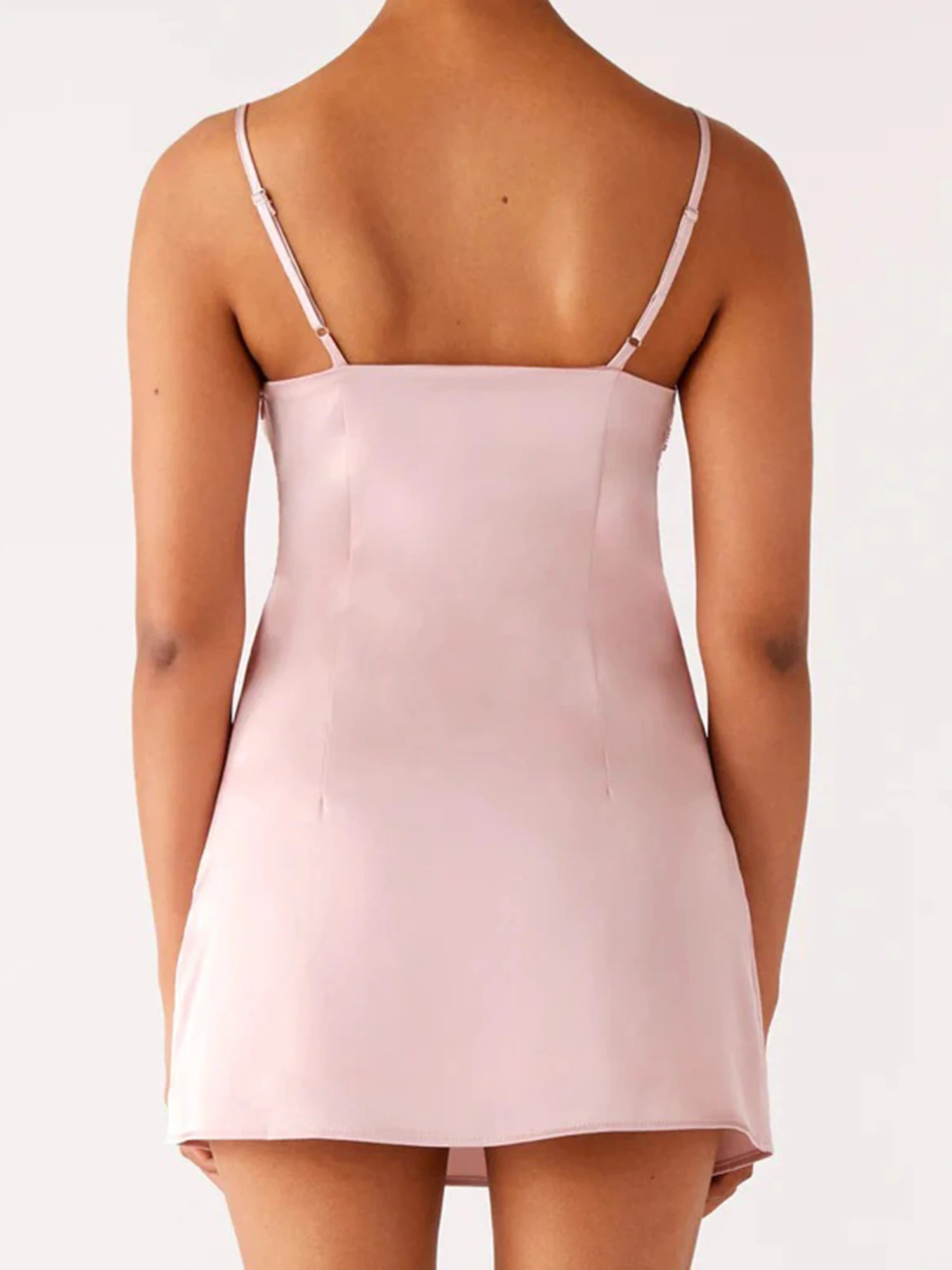 Sequin Flower Embroidered Square Neck Spaghetti Strap Mini Dress