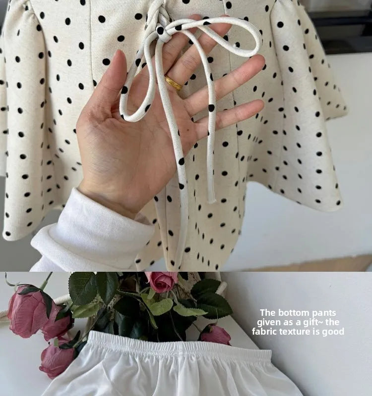 Polka Dot Gingham Mini Dress With Square Collar