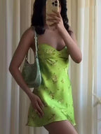 Floral Print Summer Sling Dress With Spaghetti Straps