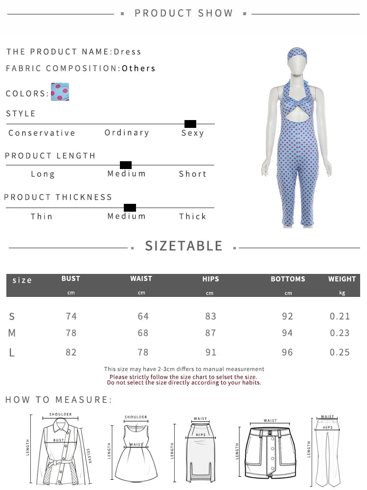 Blue Polka Dot Print Halter Playsuit With Hollow Design For Women High Waist Sleeveless