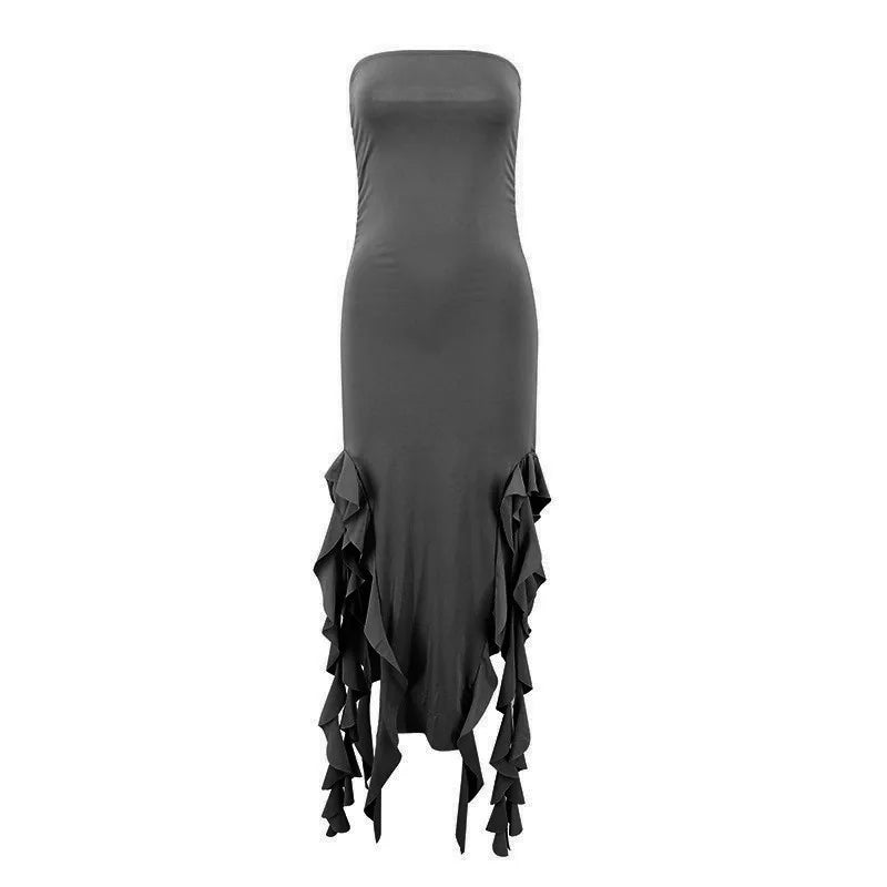 Tube Top Strapless Sexy Midi Dress