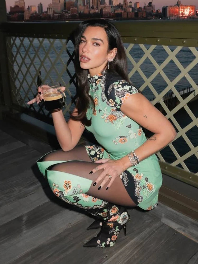 Effortless Floral Print Mini Dress With O Neck Short Sleeves Slimming Bodycon Silhouette
