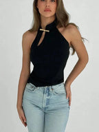 Chic Hollow Tank Top With Buckle Detail