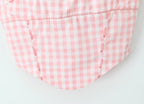 Pink Plaid Crop Top With Slash Collar