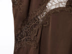 Lace Slip Mini Dress With Satin Backless Asymmetric Cut