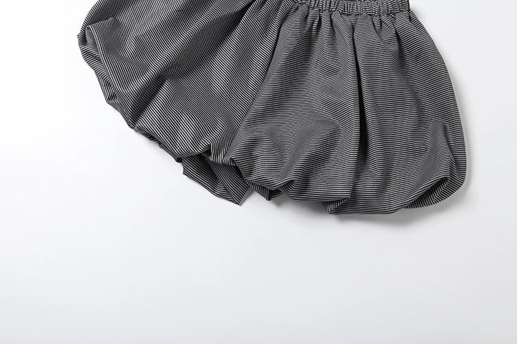 Stripe Zipper Cardigan And Ruched Mini Skirt Set