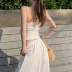 Fairycore White Tube Top With Backless Patchwork Bandeau