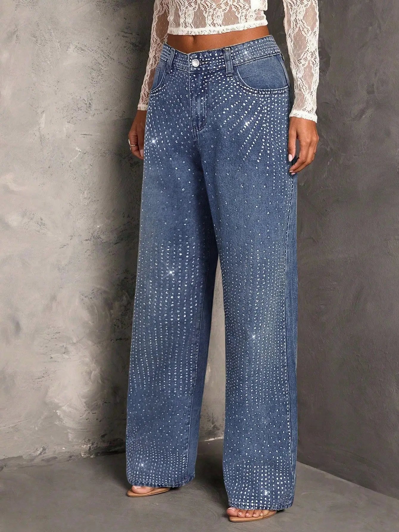 Vintage Denim Wide Leg Pants For Women
