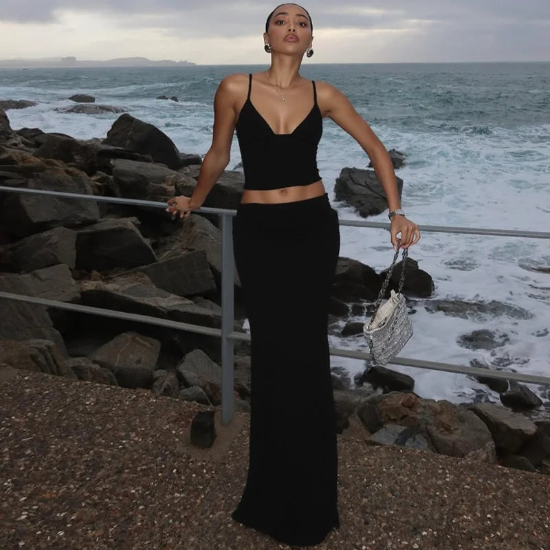 Crop Top And Maxi Skirt Set