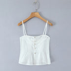 Lace Strap Boho Camisole Top Sheer Cotton Rayon Sleeveless
