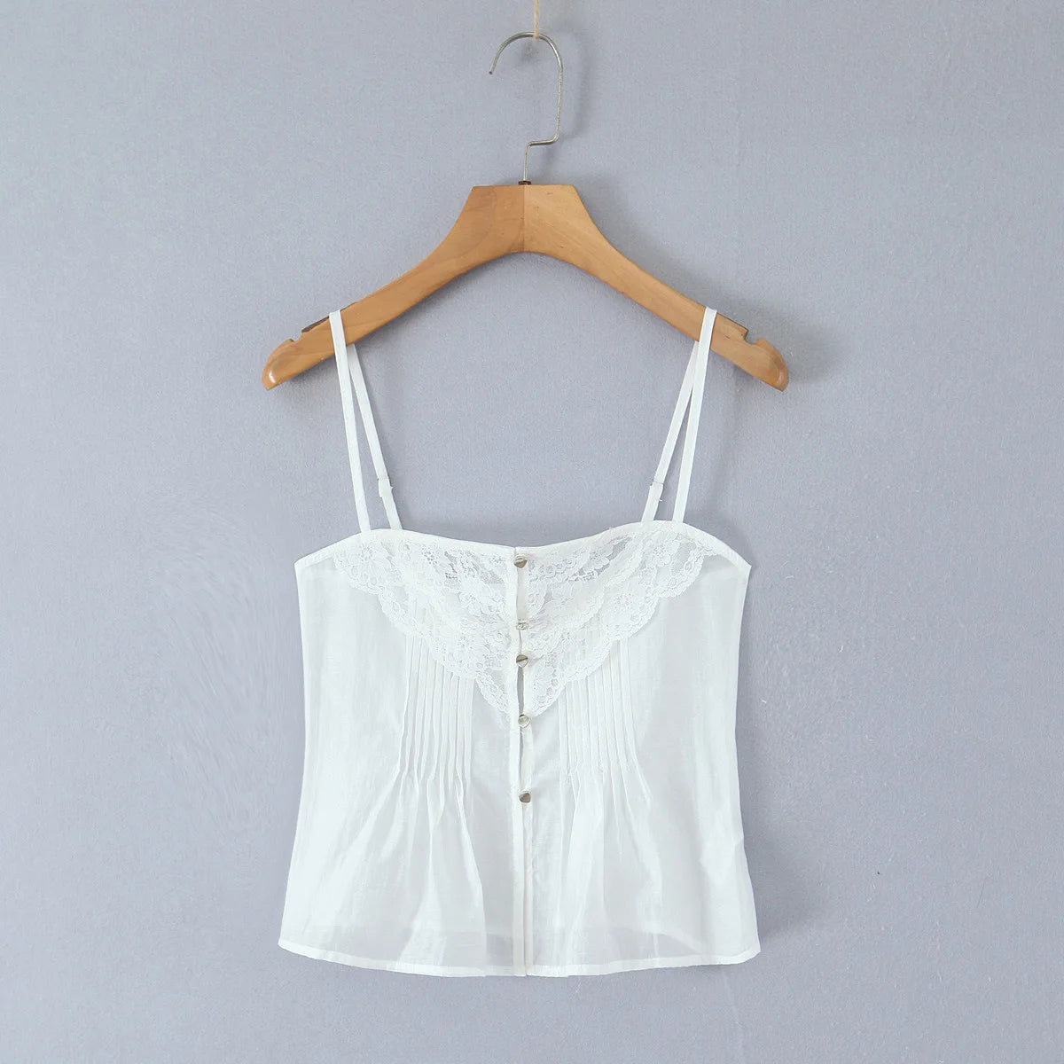 Lace Strap Boho Camisole Top Sheer Cotton Rayon Sleeveless