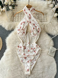 Floral Halter With Mesh Bodysuit