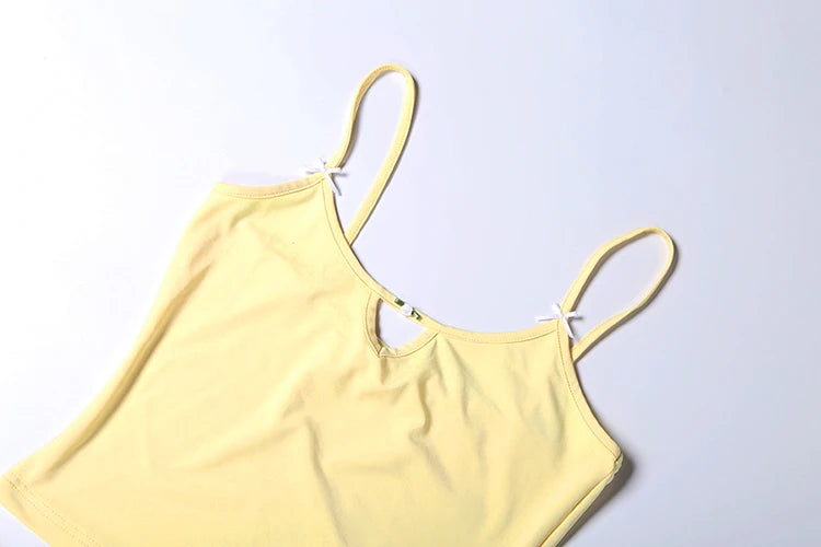 Two Piece Set With Hollow Camisole And Shorts