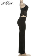 Mesh Patchwork Maxi Dress With Backless Silhouette Sleeveless