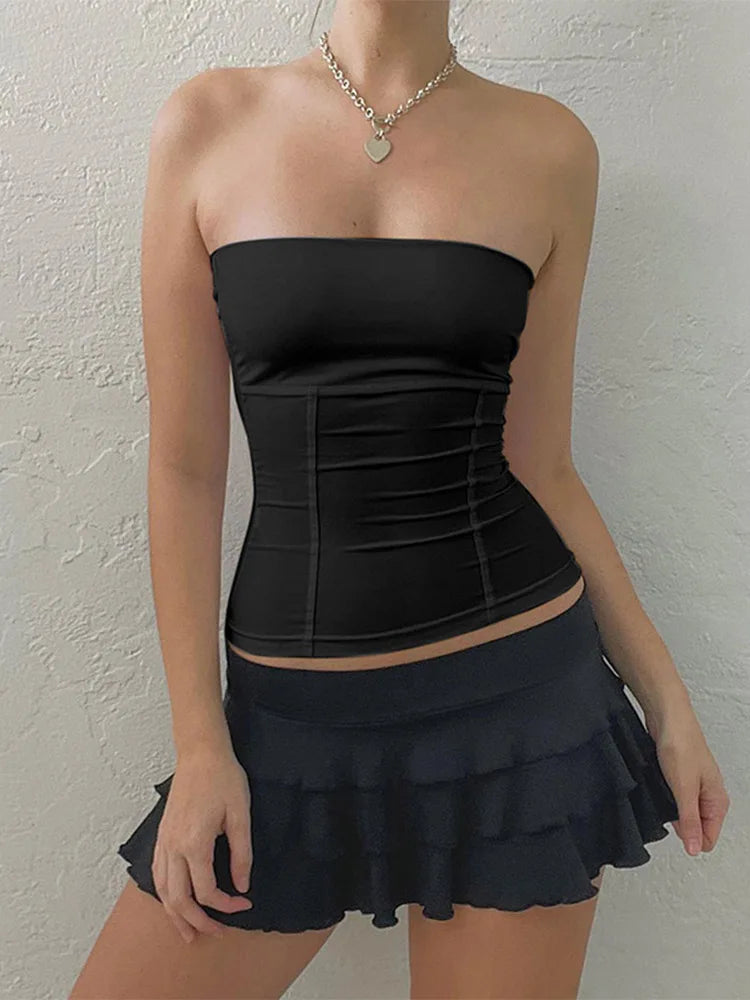 Off Shoulder Corset Top With Strapless Bustier Silhouette