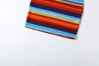 Stripe Patchwork Bodycon Mini Dress Halter Backless Off Shoulder