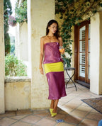 Patchwork Strapless Two Piece Set For Casual Chic Off Shoulder Sleeveless Top And Skirt