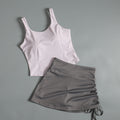 Activewear Set For Women With Chest Pad Vest And Skirt