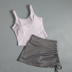 Activewear Set For Women With Chest Pad Vest And Skirt