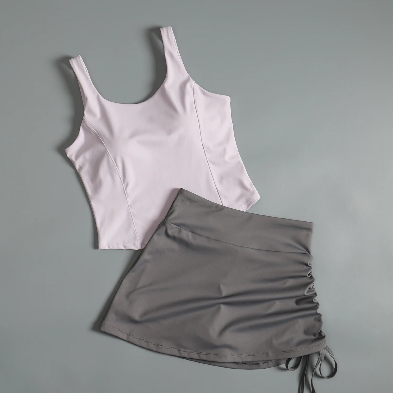 Activewear Set For Women With Chest Pad Vest And Skirt
