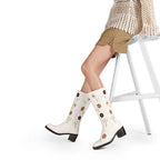 Floral Embroidered Block Heel Boots