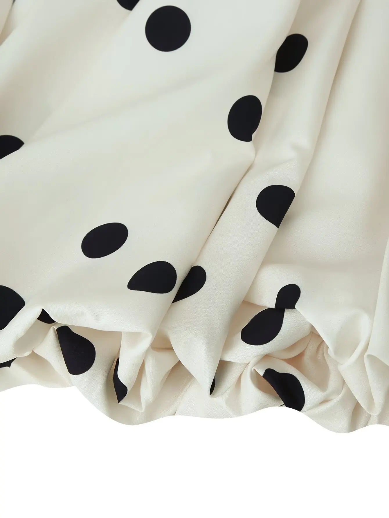 Long Polka Dot Skirt Set With Cropped Puffy Sleeveless Top