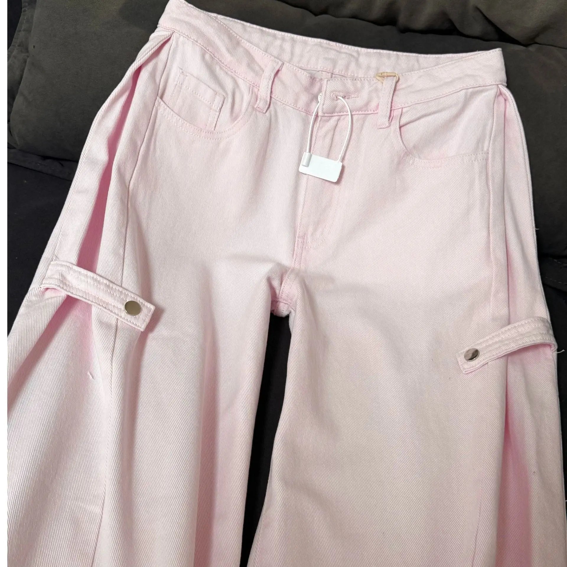 Retro High Waist Wide Leg Denim Cotton Jeans For Women