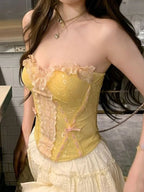 Fashion Vintage Sexy Women Y2k Off-Shoulder Lace Slim Bustier