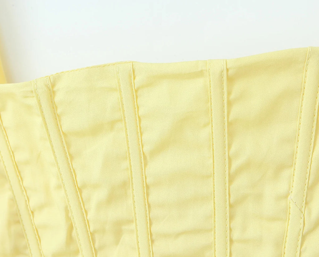 Sunny Chic Yellow Crop Cami Top With Back Zipper Slim Fit