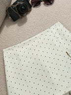 Mini Dots Pattern High Waist Skirt With Double Slits
