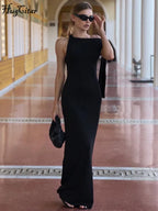 Sleeveless Bodycon Maxi Dress - Patchwork O-Neck