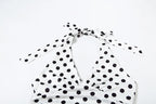 Polka Dot Halter Tank Top With Backless Lace Up Detail Chic Summer
