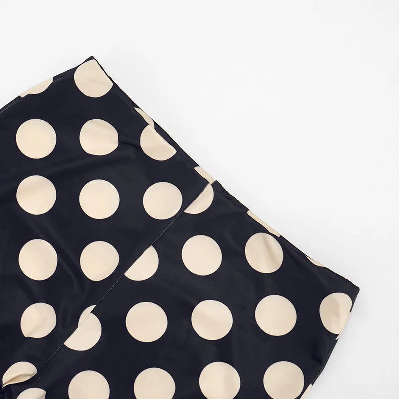 Polka Dot Patchwork Capri Pants With Drawstring Waist