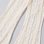 White Lace Sheer Flare Pants For Women Boho Style Elegant Casual Wide Leg Trousers