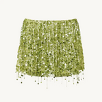 Beaded Sequin Two Piece Set Sleeveless Backless Crop Top And Mini Skirt Glam Outfit