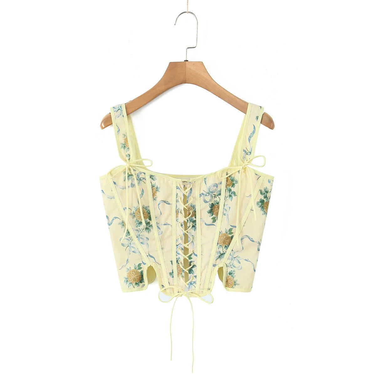Blue Lace Up Bandage Tank Top Crop