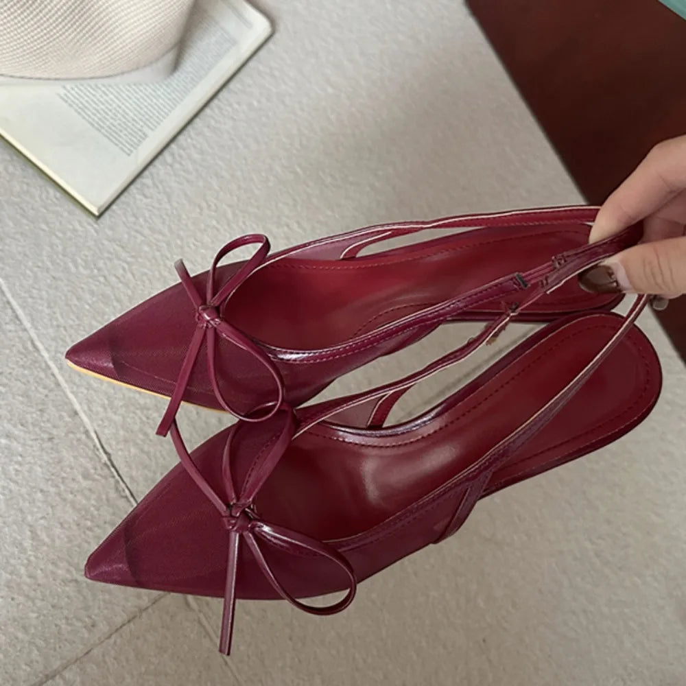 Butterfly Knot Pointed Toe Thin Stiletto High Heels