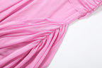 Ruched Set With Backless Camisole Top And Elastic Waist Skirt