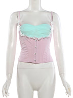Sweet Romance Patchwork Lace Camisole With Soft Neckline