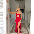Sultry Lace Up Backless Dress With Ruffles And Irregular Wrap Hem