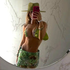 Floral Bikini Set With Skirt Bandeau Style Swimwear