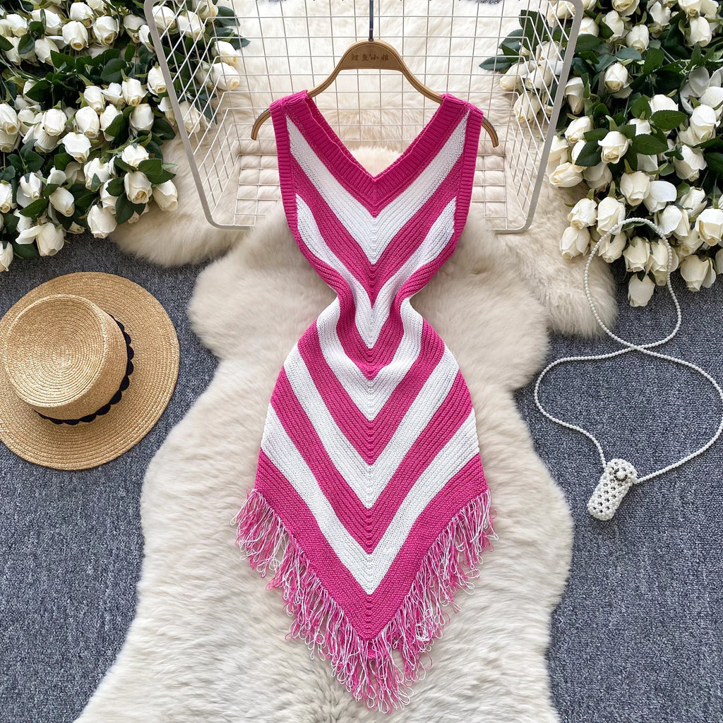 Knitted Mini Dress With Irregular Hem