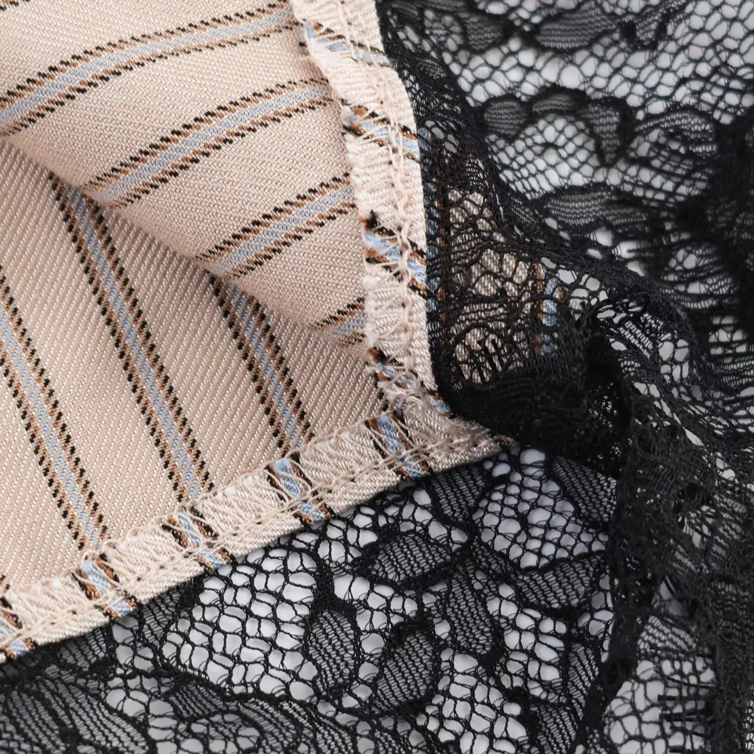 Pleated Hem Patchwork Mini Dress With Lace Inset Slit Detail Sleeveless Back Zip