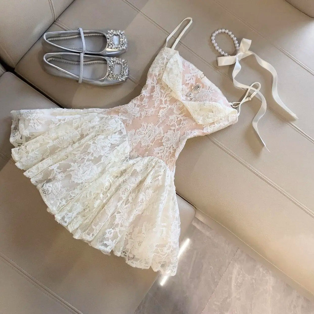 Whimsical French Lace Dress With Harajuku Gyaru Vibe Kawaii Flair